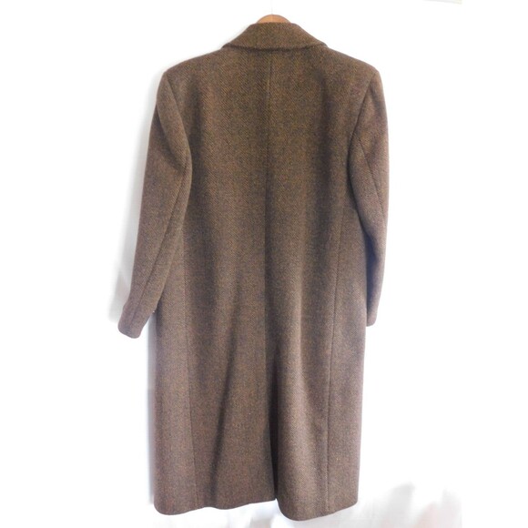 Vintage Burberrys Long Coat Womens Rust & Black Wool Cashmere Size 14R - Picture 12 of 16